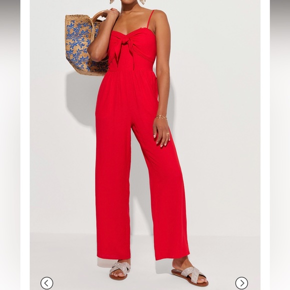 Francesca’s Collection Jumpsuit Womens Dress Small Red Audrey Parks New - Picture 2 of 11